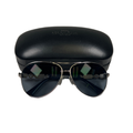 Coach Women's Blue/Silver Chain Link Design Aviator Sunglasses W/ Case