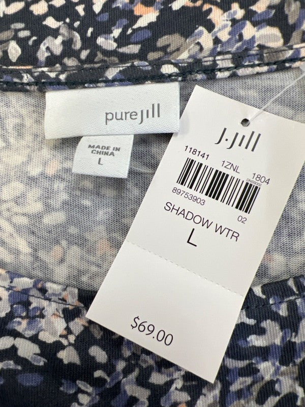 J. Jill Women's Multi-Color Shadow Water Boat Neck 3/4 Sleeve Tunic Top - L image 3