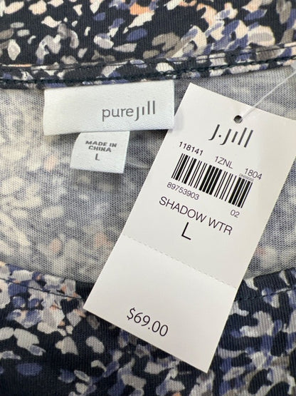 J. Jill Women's Multi-Color Shadow Water Boat Neck 3/4 Sleeve Tunic Top - L image 3