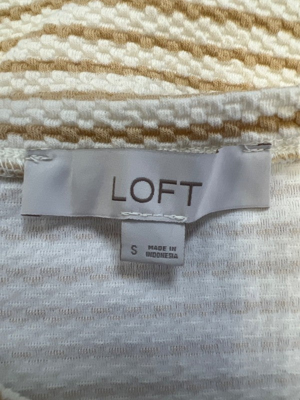 Loft Women's Beige/Tan Striped Textured Faux Wrap Sleeveless Mini Dress - S image 3