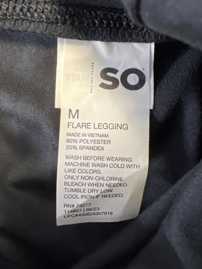 SO Women's Black Criss Cross Band Pull On Flare Legging Pants - M image 3