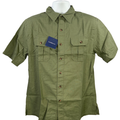 Croft & Barrow Men's Green Woven Short Sleeve Button Up Shirt - M