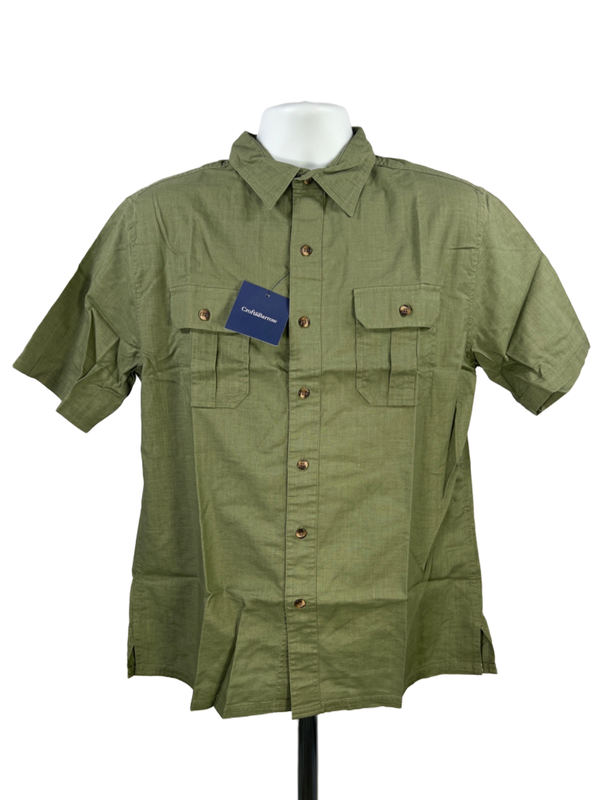 Croft & Barrow Men's Green Woven Short Sleeve Button Up Shirt - M