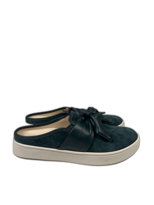 Spenco Women's Green/Blue Suede Slip On Bow Mules - 8.5D Wide