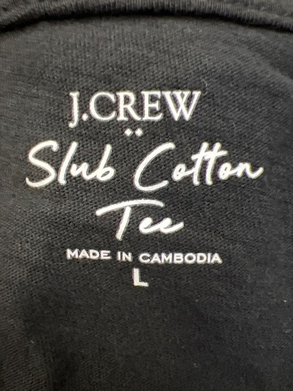J.Crew Women's Black Short Sleeve Slub Cotton V-Neck T-Shirt - L image 3