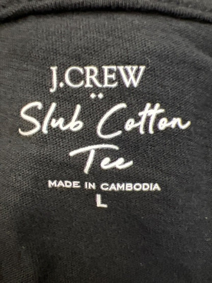 J.Crew Women's Black Short Sleeve Slub Cotton V-Neck T-Shirt - L image 3