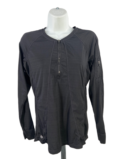 Athleta Women's Black Pacifica UPF Quarter Zip Long Sleeve Athletic Top - M