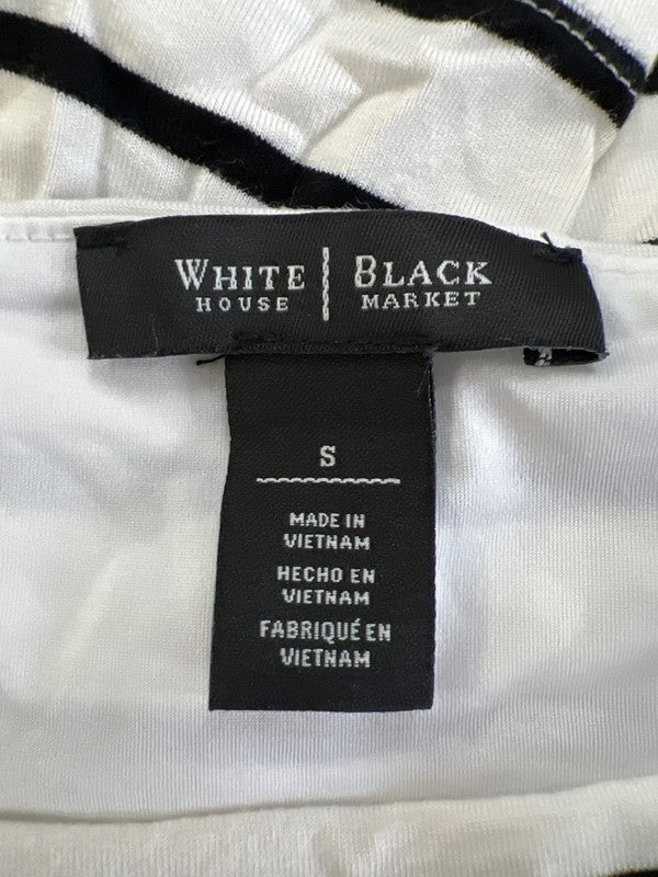 White House Black Market Women's White Striped 3/4 Sleeve Shirt - S image 3