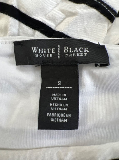 White House Black Market Women's White Striped 3/4 Sleeve Shirt - S image 3