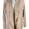 Leith Women’s Beige Ribbed Long Sleeve Open Front Cardigan Sweater - XXS