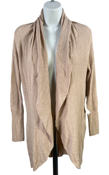 Leith Women’s Beige Ribbed Long Sleeve Open Front Cardigan Sweater - XXS image 2