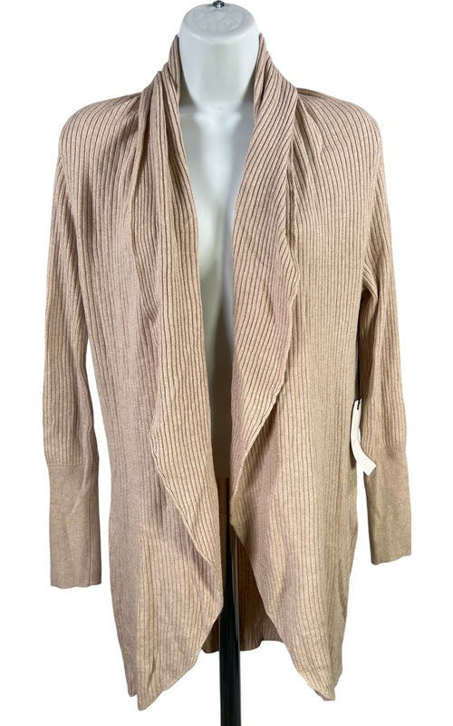 Leith Women’s Beige Ribbed Long Sleeve Open Front Cardigan Sweater - XXS image 2