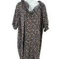 Madewell Women's Black Folkmagic Floral Ruffle Button Front Trapeze Dress - XXL