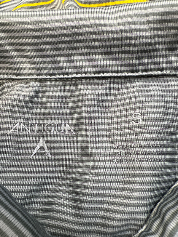 Antigua Men's Gray Striped U of M Michigan Short Sleeve Athletic Polo - S image 3