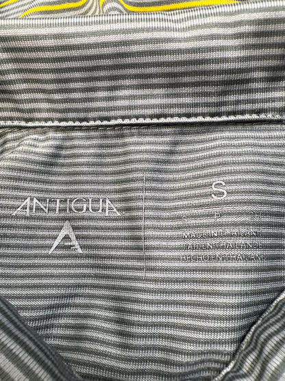 Antigua Men's Gray Striped U of M Michigan Short Sleeve Athletic Polo - S image 3