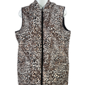 Weekends by Chico's Women's Brown Cheetah Print Full Zip Puffer Vest - 1/US M