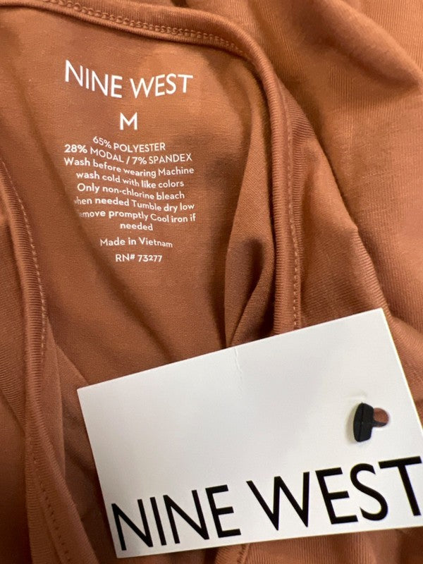Nine West Women's Orange Cut Out Long Sleeve Shirt - M image 3