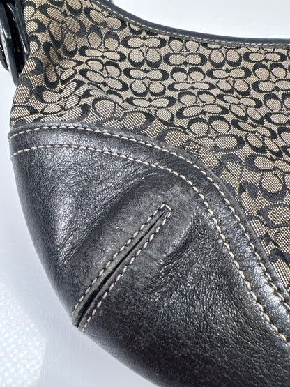 Coach Women's Black/Tan Leather Canvas Jacquard Mini Soho Hobo Shoulder Purse image 7