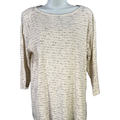 J. Jill Pure Women's White Large Heathered 3/4 Sleeve Cinch Top - L