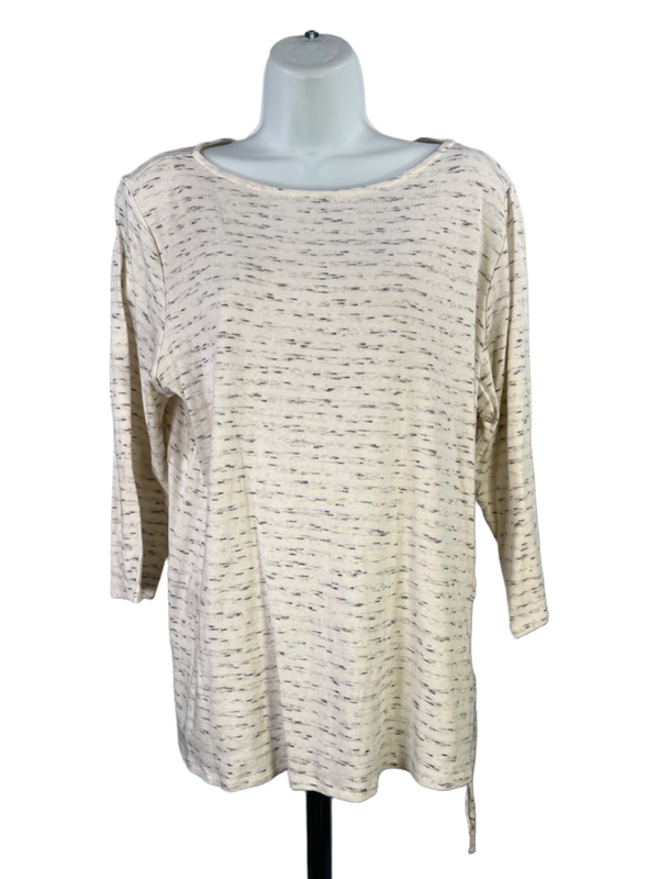 J. Jill Pure Women's White Large Heathered 3/4 Sleeve Cinch Top - L