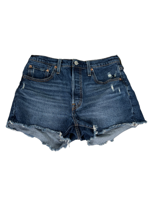 Levi's Women's Dark Wash 501 Original Distressed High Rise Denim Jeans - 28