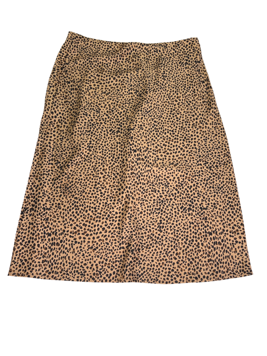 J.Crew Women's Brown Animal Print Bias Slip Pull On Skirt - L