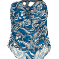 Tommy Bahama Women's Blue Paisley V Wire Halter Layered One Piece Swimsuit - 12