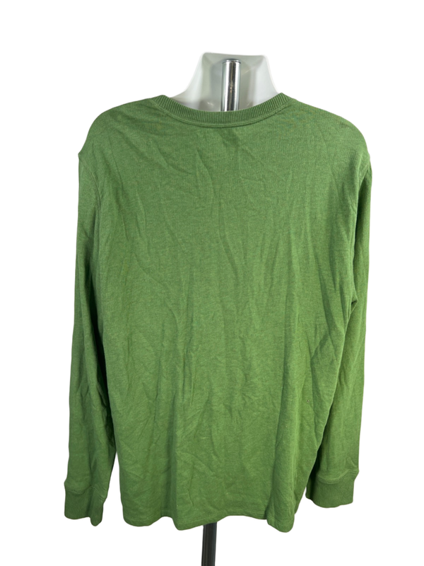 Gap Men's Green Double-Knit Henley Quarter Button Long Sleeve Shirt - XXXL image 2