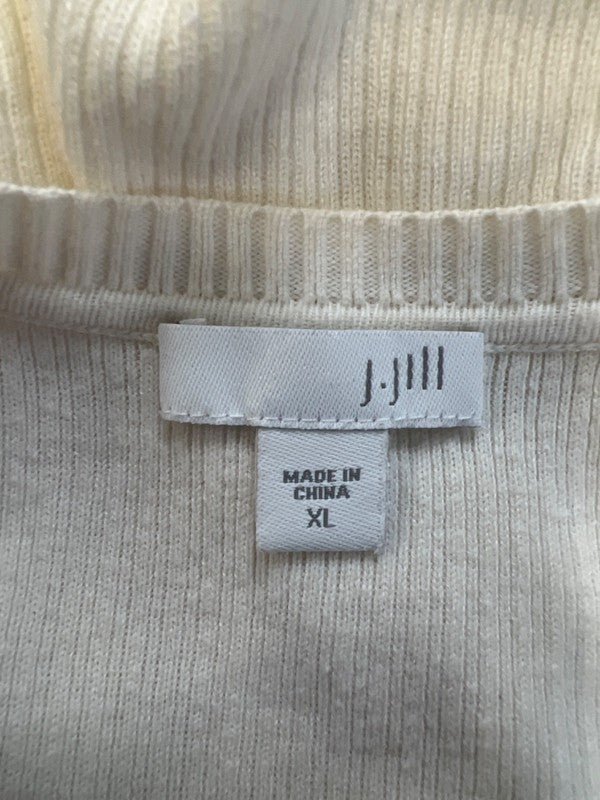J Jill Women's White/Ivory Ribbed Three-Button Long Sleeve Duster Cardigan - XL image 3