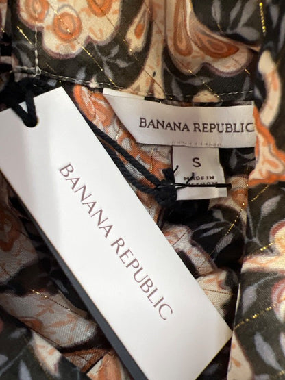 Banana Republic Women's Orange/Black Metallic Sheer Reversed Blouse - S image 3