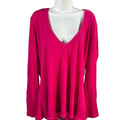 Old Navy Women's Pink V Neck Long Sleeve Hoodie Tee Shirt - XL