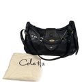 Cole Haan Women's Black Leather Sierra Tooled Shoulder Bag Purse W/ Dust Bag