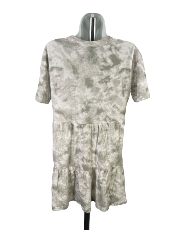 Abercrombie & Fitch Women's Green/White Tie-Dye Short Sleeve Mini Dress - XS image 2