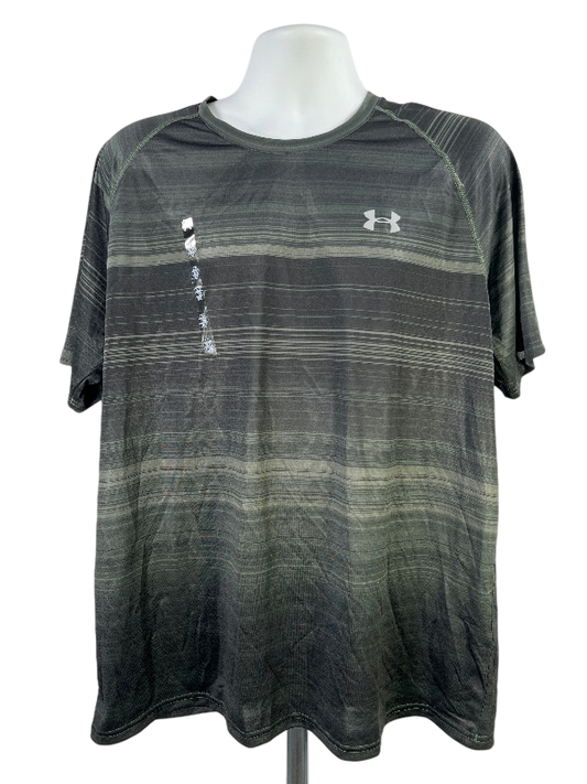 Under Armour Men's Black/Green Tech Printed Athletic T-Shirt - XL