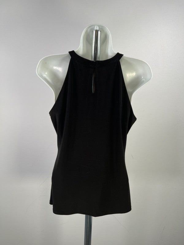 White House Black Market Women's Black Shirred Neck Sleeveless Blouse - S image 2