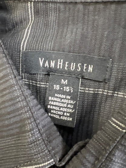 Van Heusen Men's Black Plaid Short Sleeve Button Up Shirt - M image 3