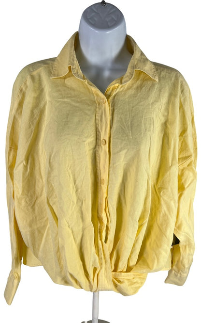 NEW YFB Women’s Yellow Long Sleeve Button Up Twisted Button Blouse - XS image 2