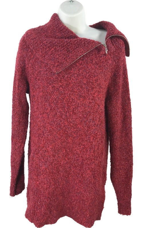 White House Black Market Women’s Red 1/4 Zip Pullover Tunic Sweater - M image 2