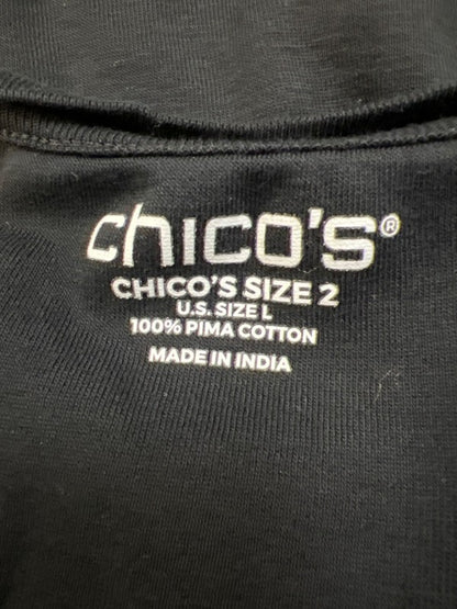 Chico's Women's Black Square Neck Short Sleeve Shirt - 2/US L image 3