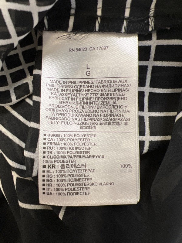 Banana Republic Women's Black/White Semi-Sheer Long Sleeve Button Up Blouse - L image 4