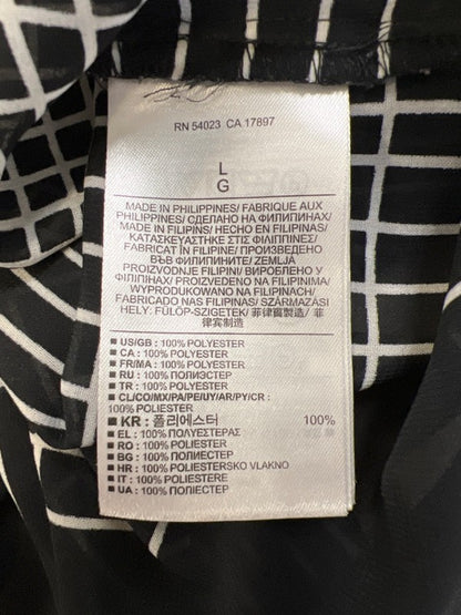 Banana Republic Women's Black/White Semi-Sheer Long Sleeve Button Up Blouse - L image 4