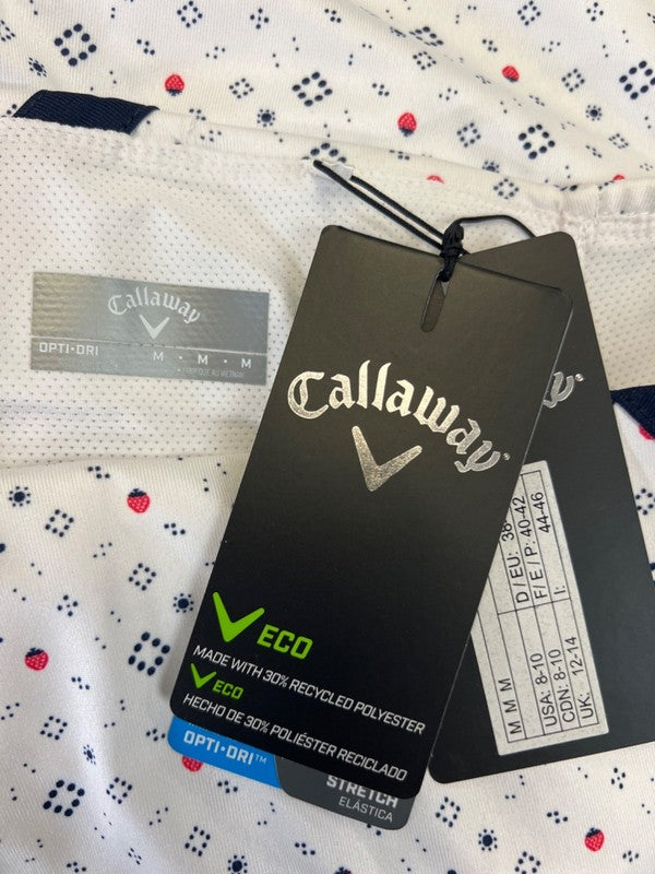 Callaway Women's White/Blue Strawberry Stretch Pull On Lined Golf Skirt - M image 3