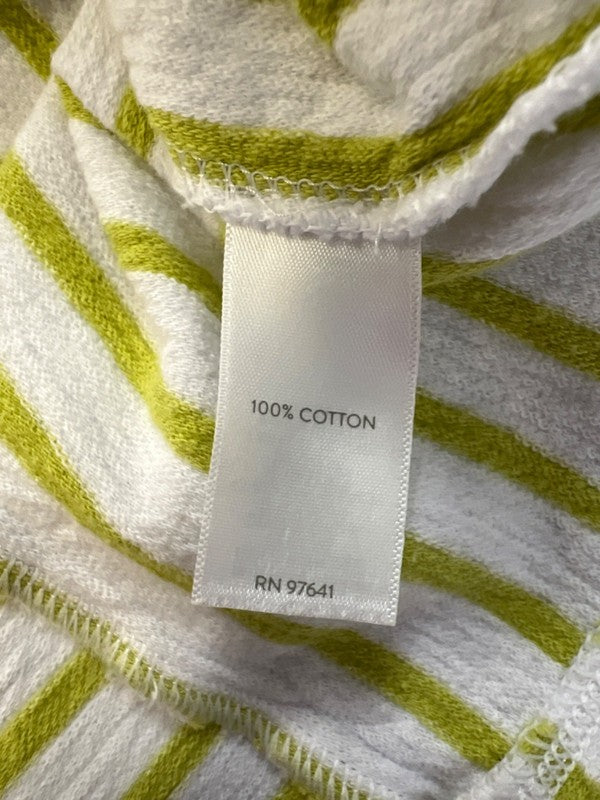 J Jill Women's White/Green Striped Button Back Short Sleeve Blouse - L image 4