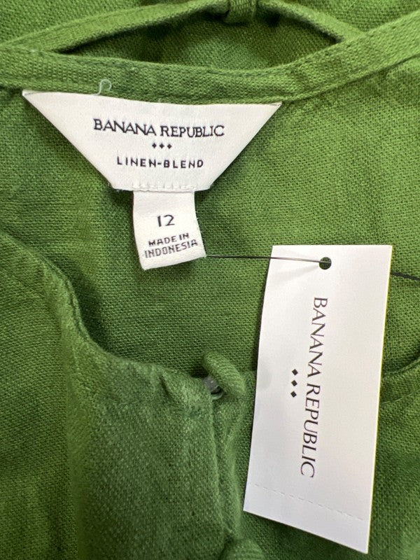Banana Republic Women's Green Linen Blend Button Up Tie Back Sleeveless Top - 12 image 3