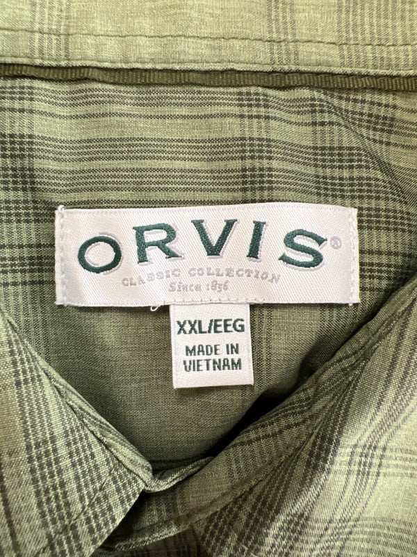 Orvis Men's Green Plaid Classic Short Sleeve Button Up Shirt - XXL image 3