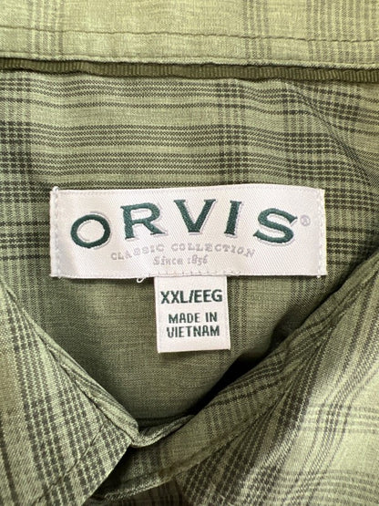 Orvis Men's Green Plaid Classic Short Sleeve Button Up Shirt - XXL image 3