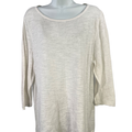 J. Jill Women's White Linen Blend 3/4 Sleeve Top - L
