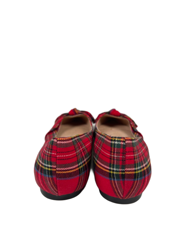 J.Jill Women's Red Holiday Plaid Pointed Bow Toe Flats - 10 image 4