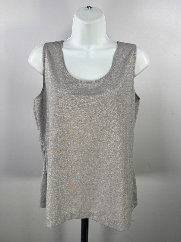 Chico's Women's Gray Additions Metallic Sleeveless Shirt And Cardigan - 1/US M image 3