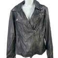 Max Studio Women's Black Faux Leather Long Sleeve Moto Jacket - L